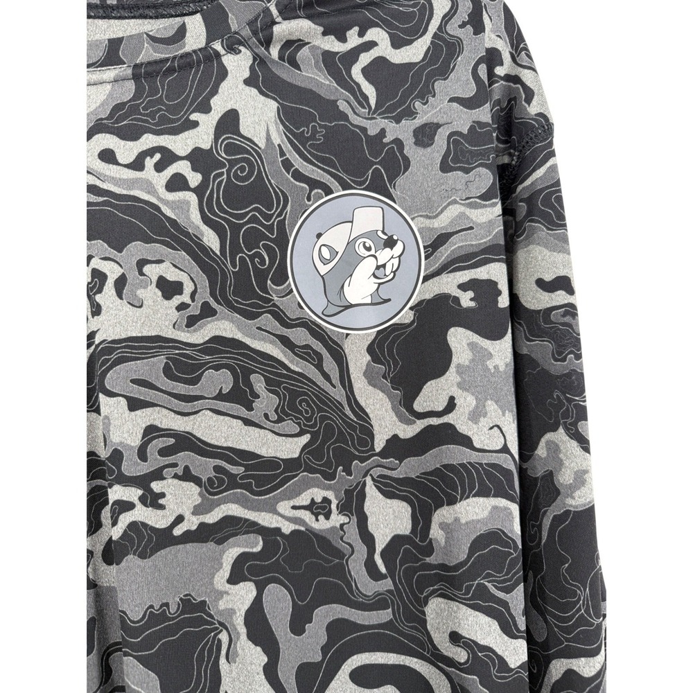 Buc-ee's Performance Shirt Mens Large Gray Topo Camo‎ Long Sleeve Flag